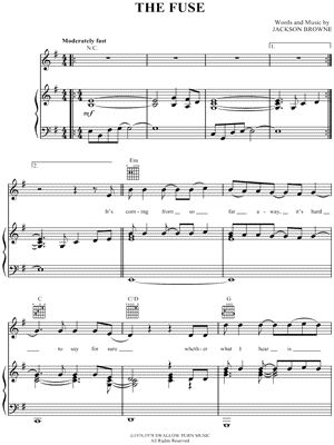 The Fuse by Jackson Browne - Sheet Music