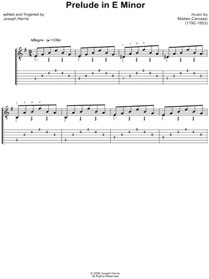 Prelude In E Minor by Matteo Carcassi - Sheet Music