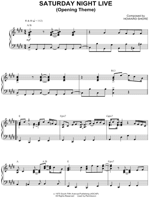 Saturday Night Live (Opening Theme) by Saturday Night Live Band - Sheet Music