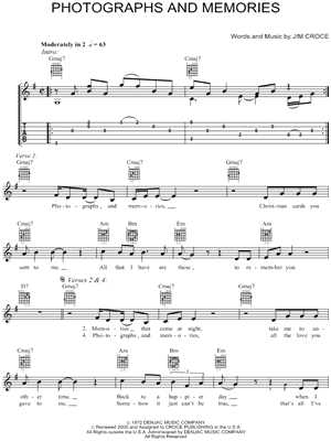 Photographs and Memories by Jim Croce - Sheet Music