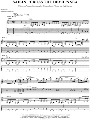 Sailin' 'Cross the Devil's Sea by The Allman Brothers Band - Sheet Music
