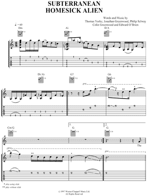 Subterranean Homesick Alien by Radiohead - Sheet Music