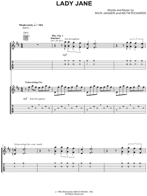 Lady Jane by The Rolling Stones - Sheet Music
