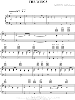 The Wings by Gustavo Santaolalla - Sheet Music