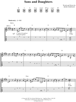 Sons and Daughters by Bebo Norman - Sheet Music