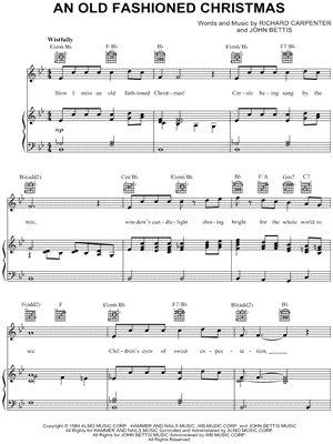 An Old Fashioned Christmas by The Carpenters - Sheet Music