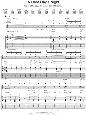 A Hard Day's Night by The Beatles - Sheet Music