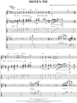 Honey Pie by The Beatles - Sheet Music