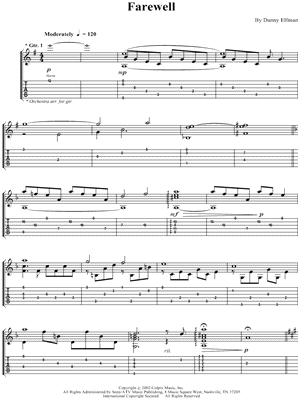 Farewell by Danny Elfman - Sheet Music