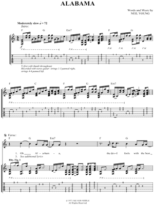 Alabama by Neil Young - Sheet Music