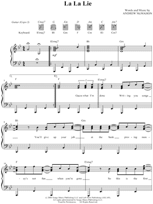 La La Lie by Jack's Mannequin - Sheet Music