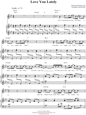 Love You Lately by Daniel Powter - Sheet Music