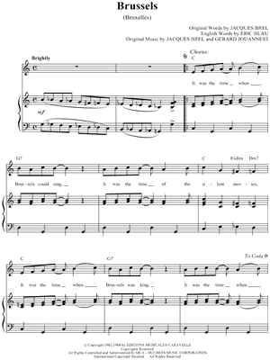 Brussels from Jacques Brel Is Alive & Well & Living in Paris - Sheet Music