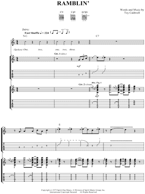 Ramblin' by The Marshall Tucker Band - Sheet Music