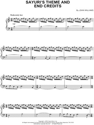 Sayuri's Theme and End Credits by Yo-Yo Ma - Sheet Music