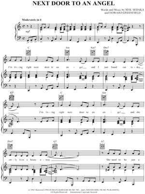 Next Door To An Angel by Neil Sedaka - Sheet Music
