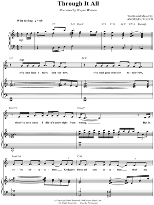 Through It All by Wayne Watson - Sheet Music