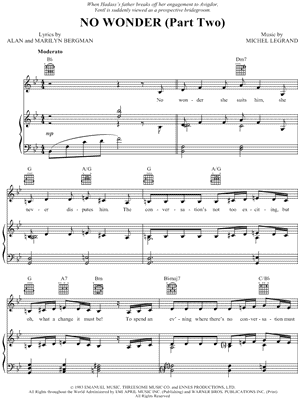 No Wonder (Part Two) by Barbra Streisand - Sheet Music