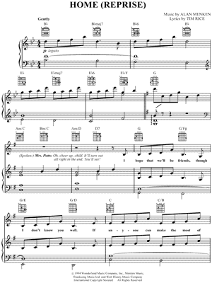 Home (Reprise) from Beauty and the Beast: The Broadway Musical - Sheet Music
