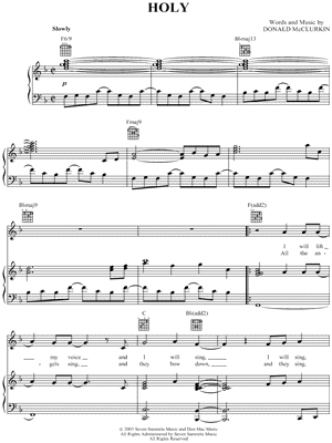 Holy by Donnie McClurkin - Sheet Music