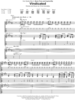 Vindicated by Dashboard Confessional - Sheet Music