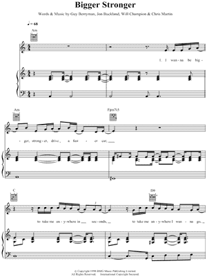 Bigger Stronger by Coldplay - Sheet Music
