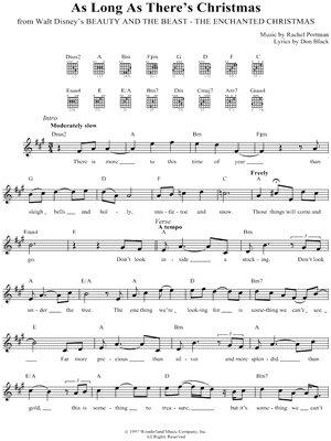 As Long As There's Christmas from Beauty and the Beast: The Enchanted Christmas - Sheet Music