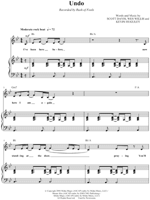 Undo by Rush of Fools - Sheet Music