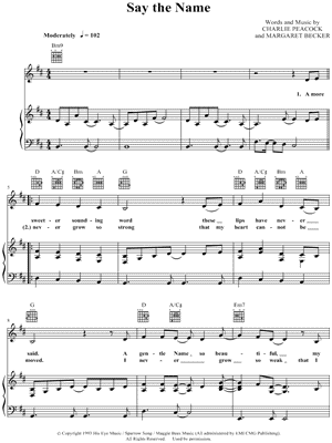 Say the Name by Margaret Becker - Sheet Music