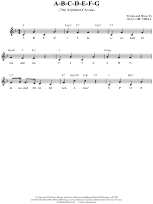 A-B-C-D-E-F-G by Hugh Mitchell - Sheet Music