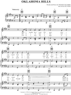 Oklahoma Hills by Hank Thompson - Sheet Music
