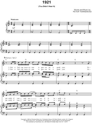 1921 by The Who - Sheet Music