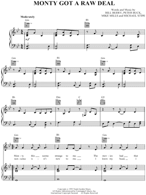 Monty Got a Raw Deal by R.E.M. - Sheet Music