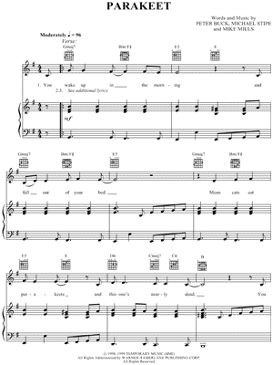 Parakeet by R.E.M. - Sheet Music