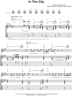 In the City by The Eagles - Sheet Music