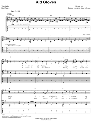 Kid Gloves by Rush - Sheet Music