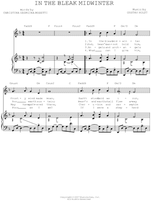 In the Bleak Midwinter