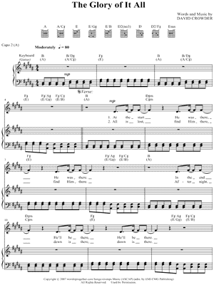 The Glory of It All by David Crowder Band - Sheet Music