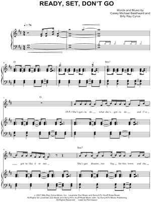 Ready, Set, Don't Go by Billy Ray Cyrus - Sheet Music