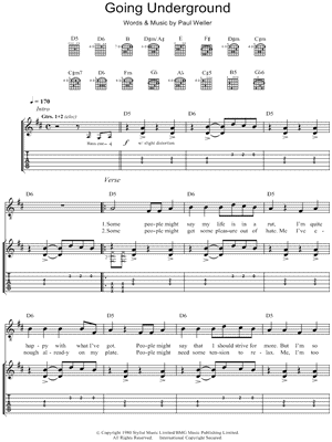 Going Underground by The Jam - Sheet Music