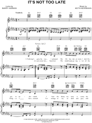 It's Not Too Late from Romance Romance - Sheet Music