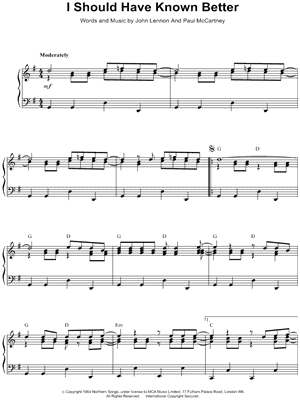 I Should Have Known Better by The Beatles - Sheet Music
