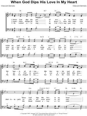 When God Dips His Love In My Heart by Cleavant Derricks - Sheet Music