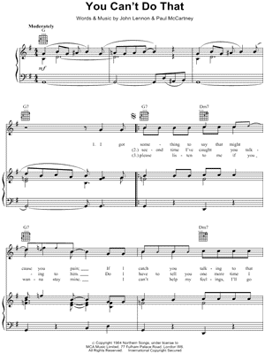 You Can't Do That by The Beatles - Sheet Music