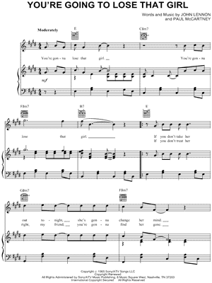 You're Going To Lose That Girl by The Beatles - Sheet Music