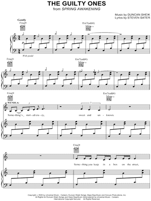 The Guilty Ones from Spring Awakening - Sheet Music
