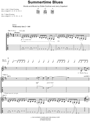 Summertime Blues by Alan Jackson - Sheet Music