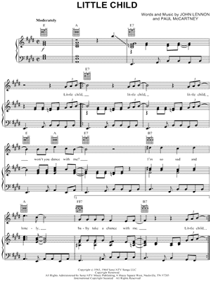Little Child by The Beatles - Sheet Music