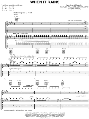 When It Rains by Paramore - Sheet Music