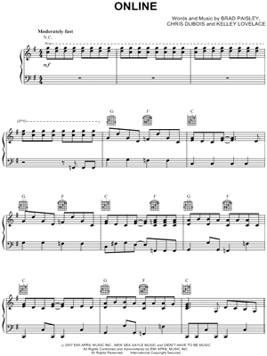 Online by Brad Paisley - Sheet Music